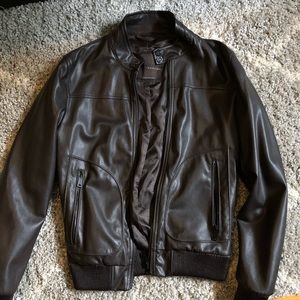 Zara Bomber Jacket Faux Leather Black Tag